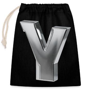 Chrome ,, Y " Metallic - Closable cotton gift bag (25x30cm) - black - Front