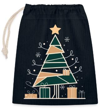 Minimalistische Weihnacht – Tannenbaum in Geometrie - Verschließbarer Geschenkbeutel aus Baumwolle (25x30cm) - Navy - Vorne