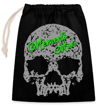 Memento Mori Skull - Closable cotton gift bag (25x30cm) - black - Front