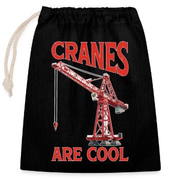 Cranes Are Cool 2 - Verschließbarer Geschenkbeutel aus Baumwolle (25x30cm) - Schwarz - Vorne