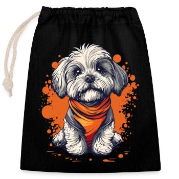 Havanese puppy funny dog dogs - Closable cotton gift bag (25x30cm) - black - Front
