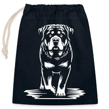 Rottweiler « Black Edition » - Sac cadeau en coton avec cordon (25 x 30 cm) - bleu marine - Devant
