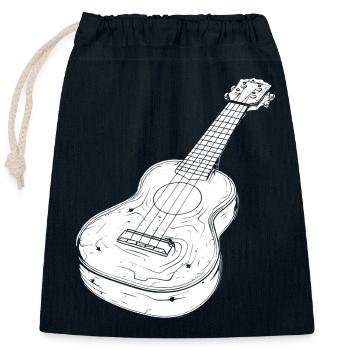 Ukulele Drawing - Closable cotton gift bag (25x30cm) - navy - Front