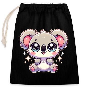 Super Cute Kawaii Baby Koala - Verschließbarer Geschenkbeutel aus Baumwolle (25x30cm) - Schwarz - Vorne