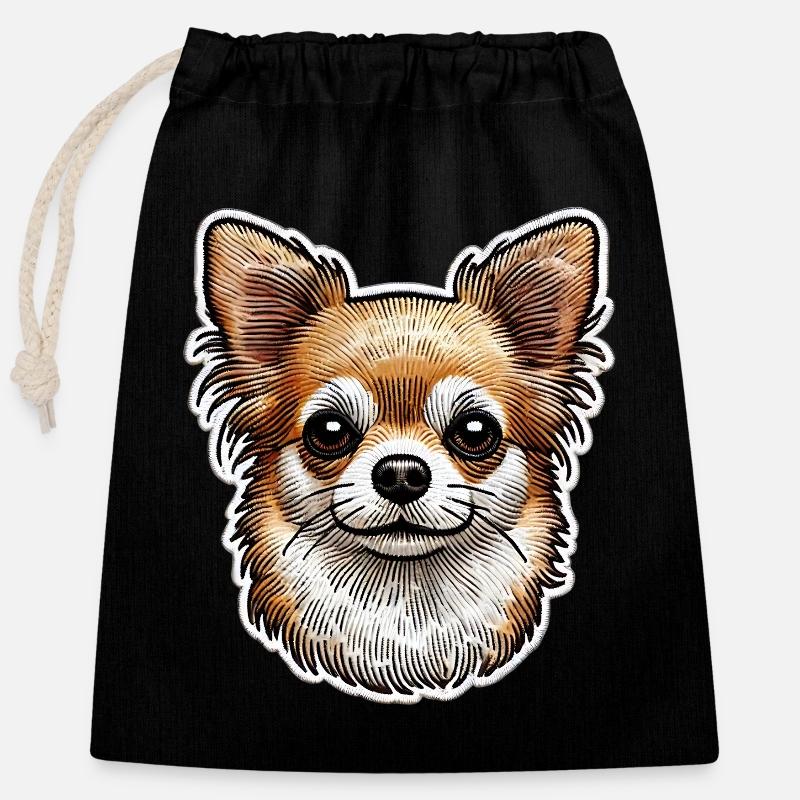Chihuahua - Sac cadeau en coton avec cordon (25 x 30 cm) - noir