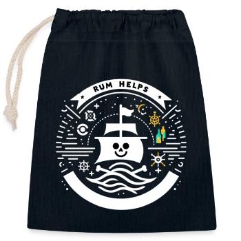 Rum Helps 5 - Verschließbarer Geschenkbeutel aus Baumwolle (25x30cm) - Navy - Vorne
