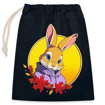 Conception de lapin - Sac cadeau en coton avec cordon (25 x 30 cm) - bleu marine - Devant