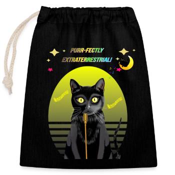 Purr Serenades Under The Soft Lemon Light - Closable cotton gift bag (25x30cm) - black - Front