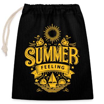 SUMMER Feeling yellow Graphic - Verschließbarer Geschenkbeutel aus Baumwolle (25x30cm) - Schwarz - Vorne