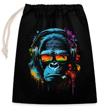 Monkey DJ Headphones Sunglasses - Closable cotton gift bag (25x30cm) - black - Front