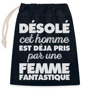 Désolé cet Homme est déjà Pris par Une Femme - Sac cadeau en coton avec cordon (25 x 30 cm) - bleu marine - Devant
