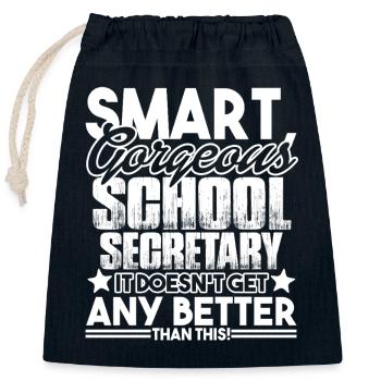 School Secretary Smart Gorgeous - Closable cotton gift bag (25x30cm) - navy - Front