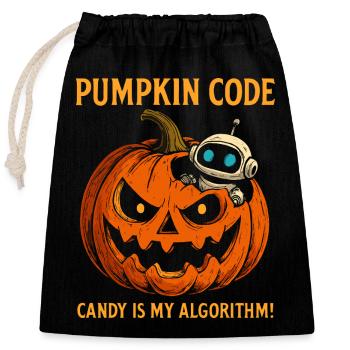 Pumpkin Code: Candy is My Algorithm ! - Verschließbarer Geschenkbeutel aus Baumwolle (25x30cm) - Schwarz - Vorne