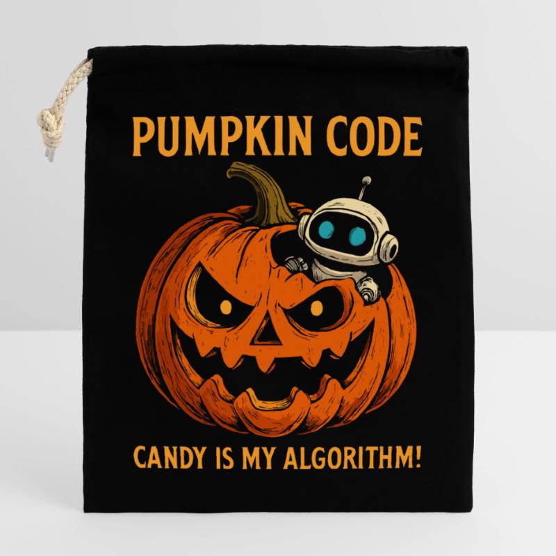 Pumpkin Code : Candy est mon algorithme ! Sac cadeau en coton avec cordon (25 x 30 cm)