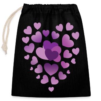 Cœurs Pourpres, Cluster Cœur Pourpre, Cœur Violet - Sac cadeau en coton avec cordon (25 x 30 cm) - noir - Devant