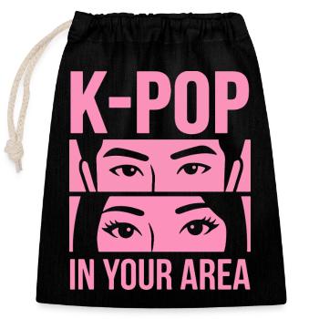 Le look rose de la K-Pop dans la région - Sac cadeau en coton avec cordon (25 x 30 cm) - noir - Devant