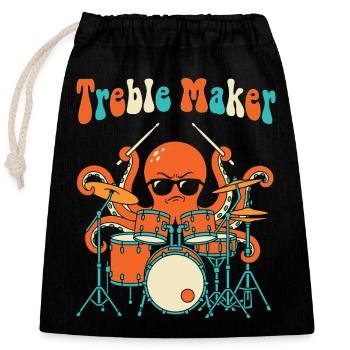 Treble Maker Drummer Musician Pun Drum - Closable cotton gift bag (25x30cm) - black - Front