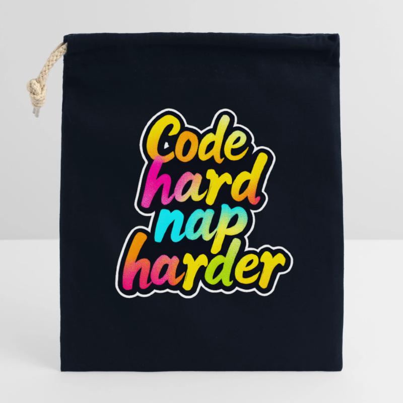 Code Hard Nickerchen Härter Lustiger Programmierer Tee Verschließbarer Geschenkbeutel aus Baumwolle (25x30cm)