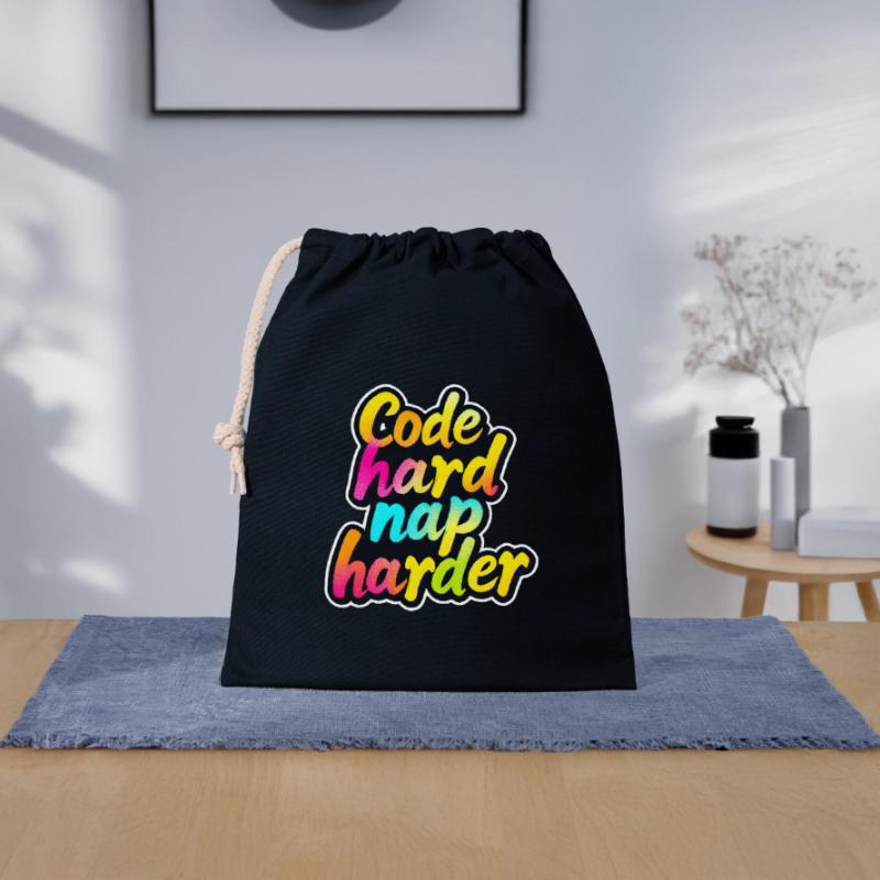 Code Hard Nickerchen Härter Lustiger Programmierer Tee Verschließbarer Geschenkbeutel aus Baumwolle (25x30cm)