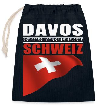 Davos - Sac cadeau en coton avec cordon (25 x 30 cm) - bleu marine - Devant