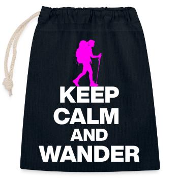 RESTEZ CALMES ET ERREZ-VOUS !, RANDONNÉE LAUFEN TRAIL PINK w - Sac cadeau en coton avec cordon (25 x 30 cm) - bleu marine - Devant