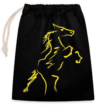 Horse Equestrian Rider - Closable cotton gift bag (25x30cm) - black - Front