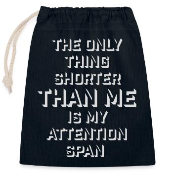 La seule chose plus petite que moi, c’est mon attention - Sac cadeau en coton avec cordon (25 x 30 cm) - bleu marine - Devant