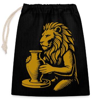 Maître potier Lion d’or - Sac cadeau en coton avec cordon (25 x 30 cm) - noir - Devant