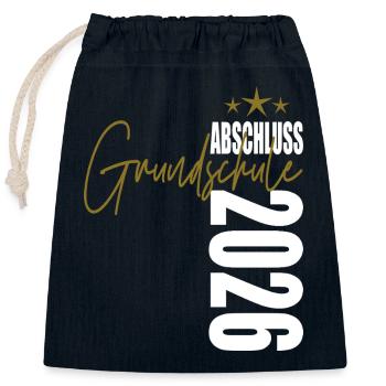 Abschluss 2026 Grundschule - Verschließbarer Geschenkbeutel aus Baumwolle (25x30cm) - Navy - Vorne