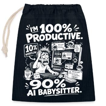 AI Babysitter Productive Chaos - Closable cotton gift bag (25x30cm) - navy - Front