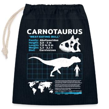 Fiche d’information Carnotaurus - Sac cadeau en coton avec cordon (25 x 30 cm) - bleu marine - Devant