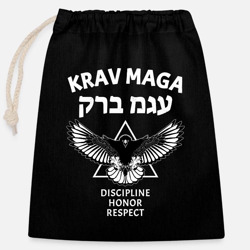 Krav Maga Eagle - Closable cotton gift bag (25x30cm) - black