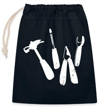 Outil Marteau Pince Clé Clé - Sac cadeau en coton avec cordon (25 x 30 cm) - bleu marine - Devant