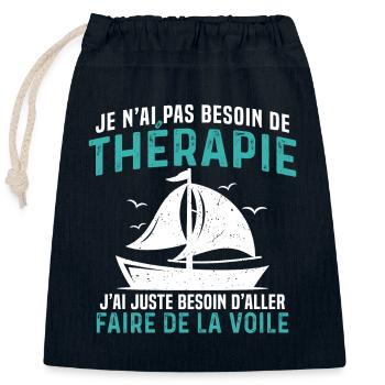 j'ai juste besoin d'aller faire de la voile - Sac cadeau en coton avec cordon (25 x 30 cm) - bleu marine - Devant