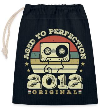 Idée Cadeau Anniversaire Vintage Original 2012 - Sac cadeau en coton avec cordon (25 x 30 cm) - bleu marine - Devant