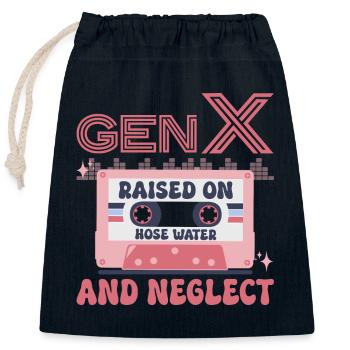Humour Génération X - Sac cadeau en coton avec cordon (25 x 30 cm) - bleu marine - Devant
