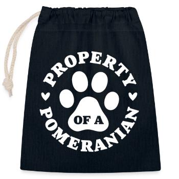 Eigentum eines Zwergspitzs - Verschließbarer Geschenkbeutel aus Baumwolle (25x30cm) - Navy - Vorne