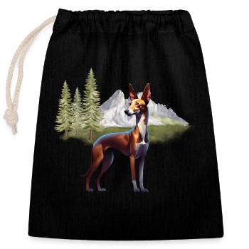 Podenco - Podenko Shirtsmotiv - Verschließbarer Geschenkbeutel aus Baumwolle (25x30cm) - Schwarz - Vorne