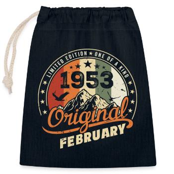 Geboren im Februar 1953 Retro Februar 1953 Geburtstag - Verschließbarer Geschenkbeutel aus Baumwolle (25x30cm) - Navy - Vorne