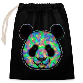 Bunter Regenbogen Pandabär Camouflage - Verschließbarer Geschenkbeutel aus Baumwolle (25x30cm) - Schwarz - Vorne