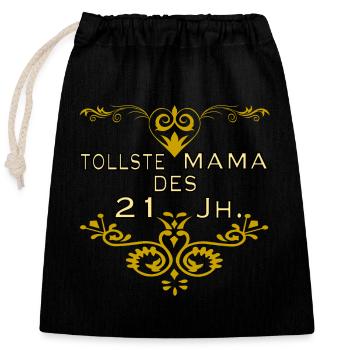 Muttertag tollste Mama des 21 Jh. - Verschließbarer Geschenkbeutel aus Baumwolle (25x30cm) - Schwarz - Vorne