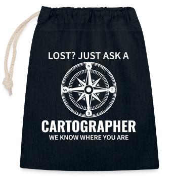 Cartographer Compass Map Navigation GIS - Closable cotton gift bag (25x30cm) - navy - Front
