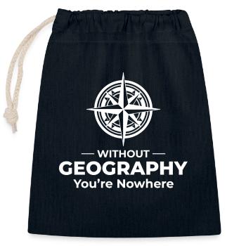 Geography Compass Nowhere Spatial GIS - Closable cotton gift bag (25x30cm) - navy - Front