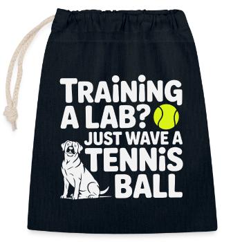 Labrador Training Tennisball Lustiger Hund Design - Verschließbarer Geschenkbeutel aus Baumwolle (25x30cm) - Navy - Vorne