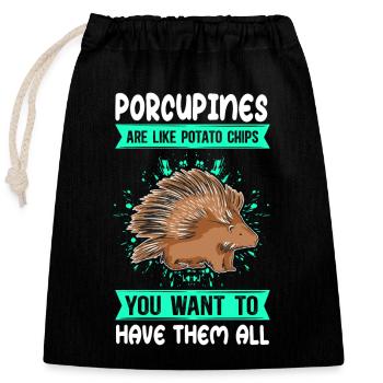 Porcs-épics Cadeau de porc-épic - Sac cadeau en coton avec cordon (25 x 30 cm) - noir - Devant