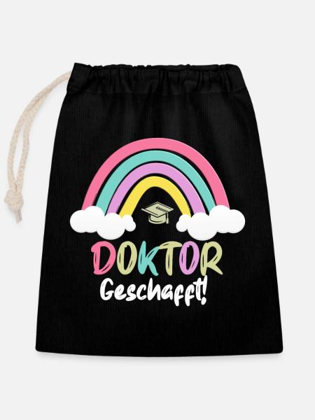 Doktor Geschafft - Verschließbarer Geschenkbeutel aus Baumwolle (25x30cm) - Schwarz