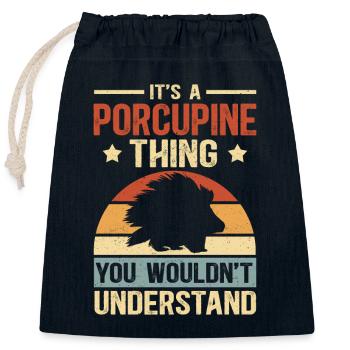Cadeau de porc-épic - Sac cadeau en coton avec cordon (25 x 30 cm) - bleu marine - Devant