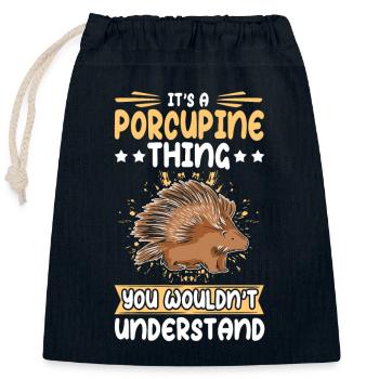 Porcs-épics Cadeau de porc-épic - Sac cadeau en coton avec cordon (25 x 30 cm) - bleu marine - Devant