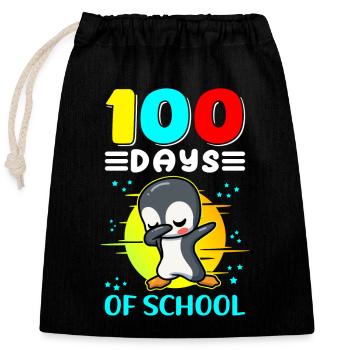 100 Schultage Kinder Schule Schüler Geschenk - Verschließbarer Geschenkbeutel aus Baumwolle (25x30cm) - Schwarz - Vorne