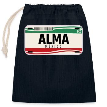 Alma Personalisierte mexikanische Fahrzeugkennzeichen mit Namen - Verschließbarer Geschenkbeutel aus Baumwolle (25x30cm) - Navy - Vorne